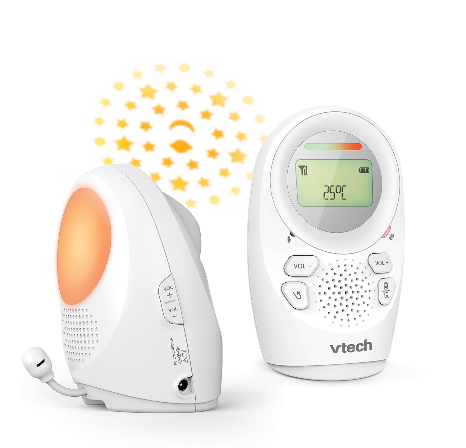 VTech DM1212 Baby Audio Monitor, 460 m Range, 8 Hours Battery, Projection Night Light, Lullabies, Bidirectional