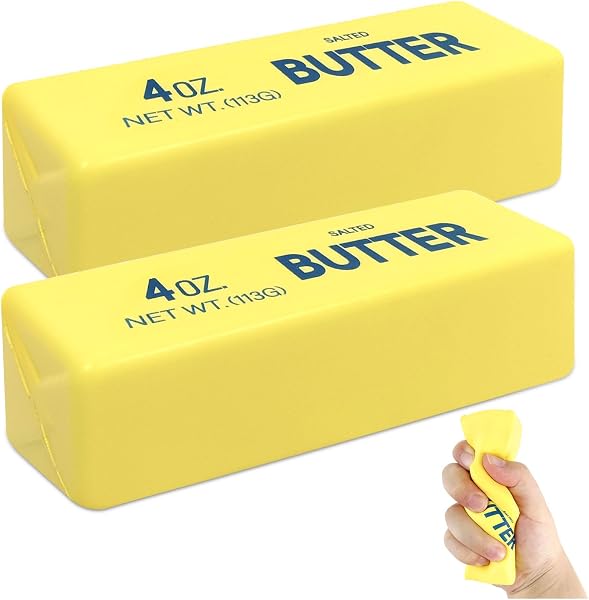 2 Unidades Juguete Para Apretar Mantequilla, Palos De Mantequilla Bola Para Apretar Paloes De Mantequilla Realista Bolas Antiestrés Para Apretar Mantequilla De Rebote Lento Comida Falsa Squishy - 1