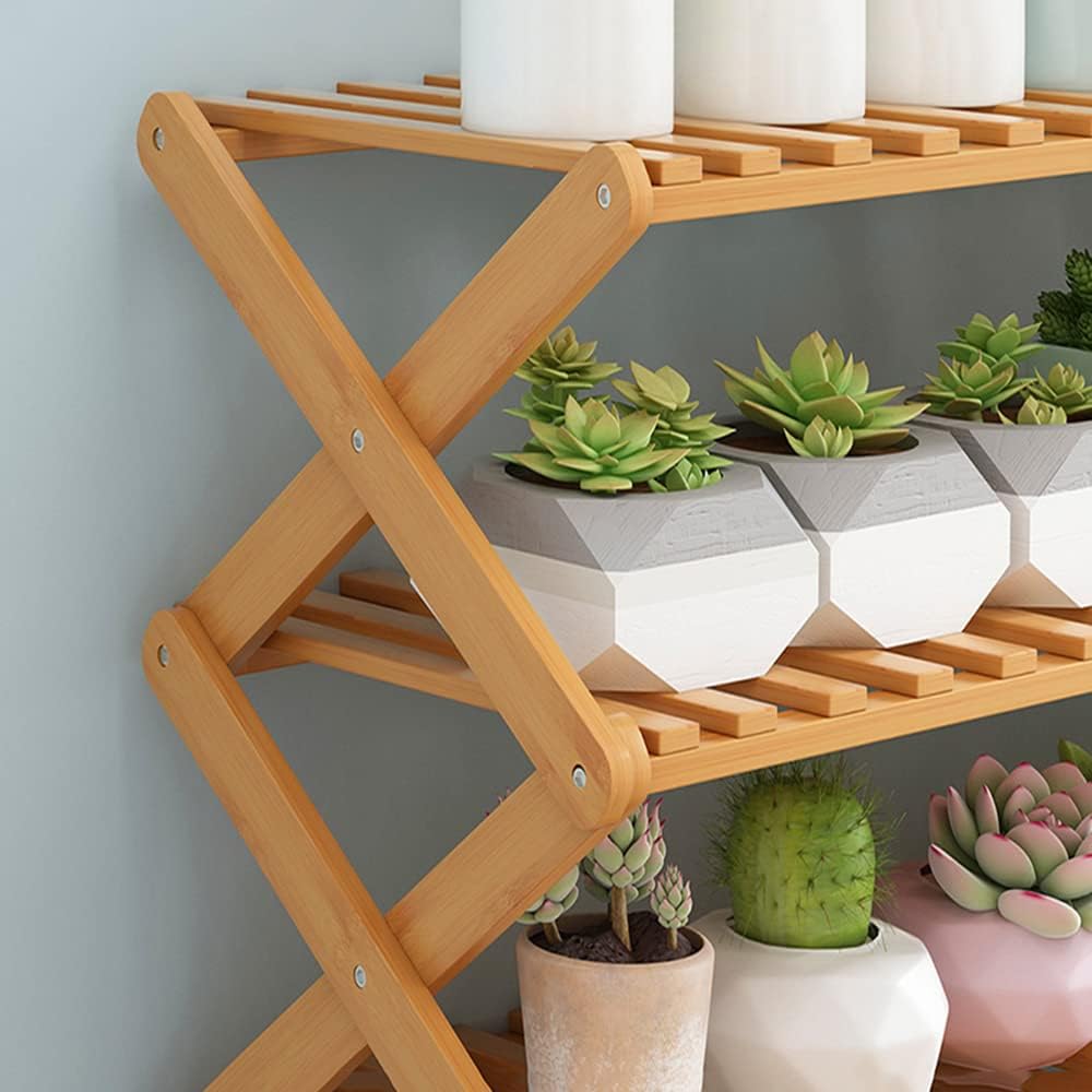 Plant Stand Indoor Outdoor Wooden Plant Display Multi Tier Flower Shelves Garden Plant Rack Holder Organizer in Corner Living Room Balcony Patio Multiple Specification Options (Three Layers 70cm) image 5
