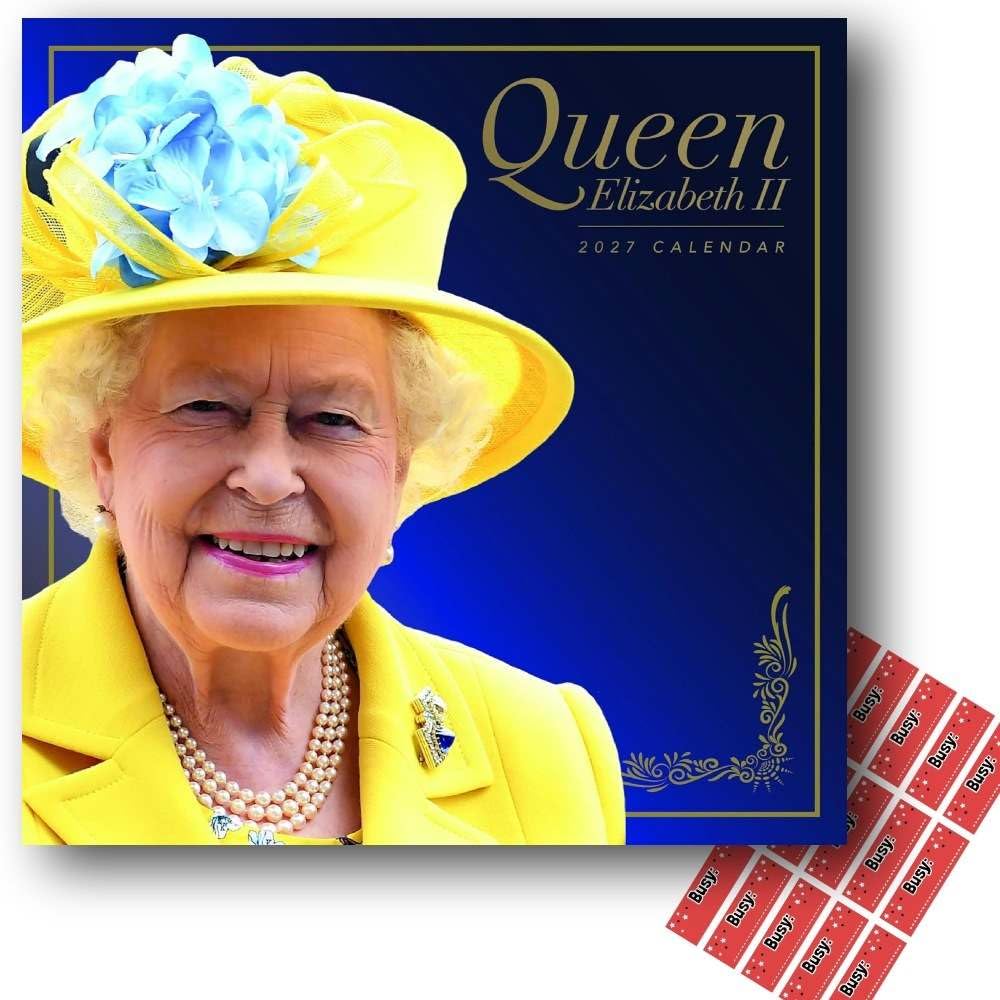 Carousel Worldwide Queen Elizabeth II 2027 Square Wall Calendar with Planning Stickers, 12-Month Planner (Jan-Dec 2027), Historic Royal Family Photography, Organiser for Home, Office, 30.5 x 30.7 cm