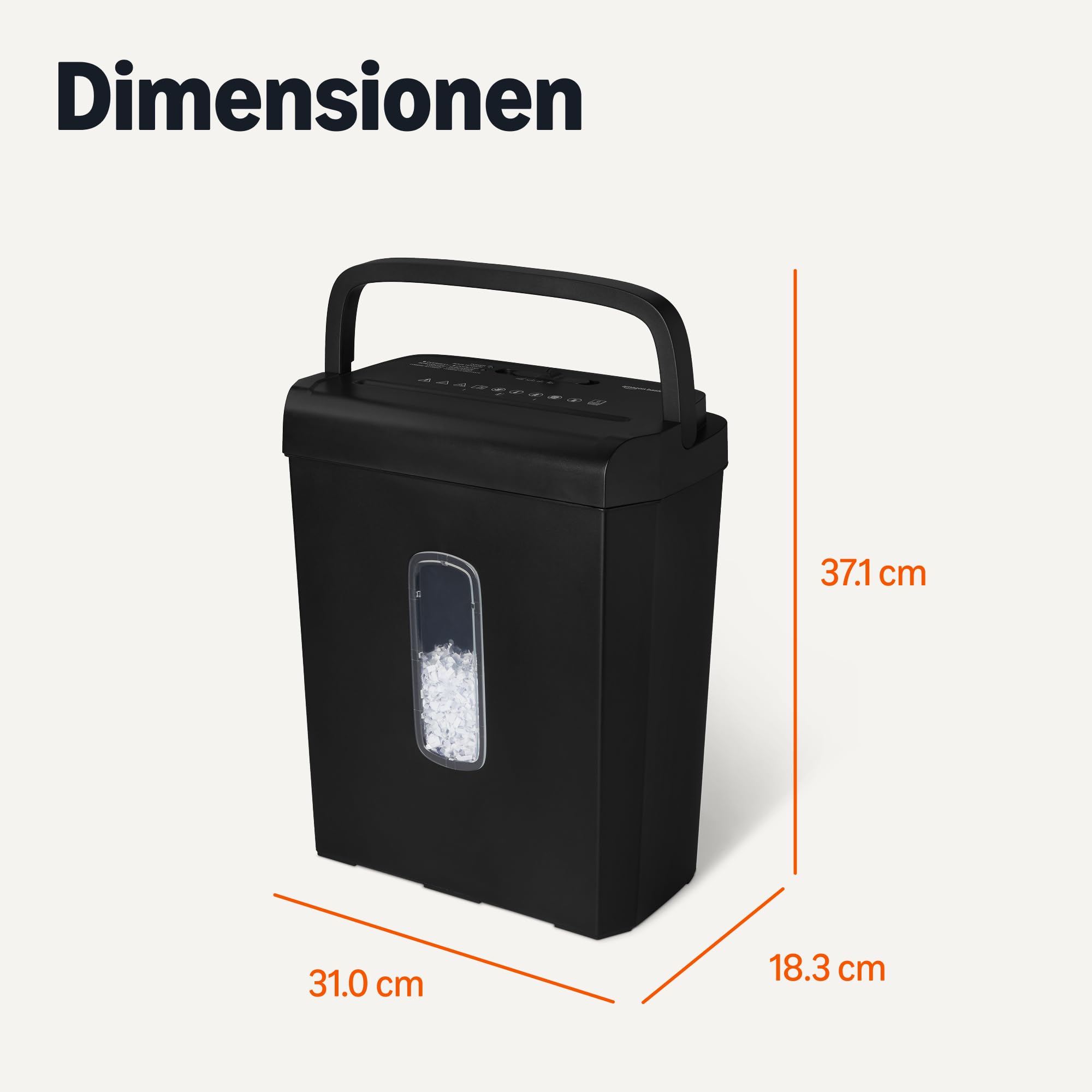 Amazon Basics 6-Blatt-Papierschredder mit Kreuzschnitt und Kreditkartenschredder, 14 l, schwarz