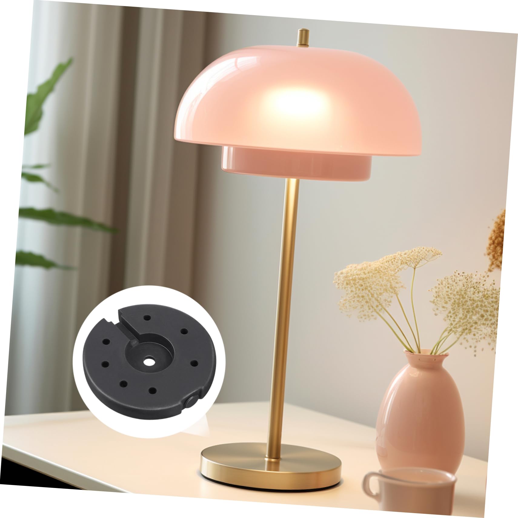 Cabilock Base Lampada da Tavolo in Ferro Rustico Color Oro Superficie Piatta e Fondo Rotondo, Supporto Versatile per Lampade da Tavolo Eleganti e Funzionali