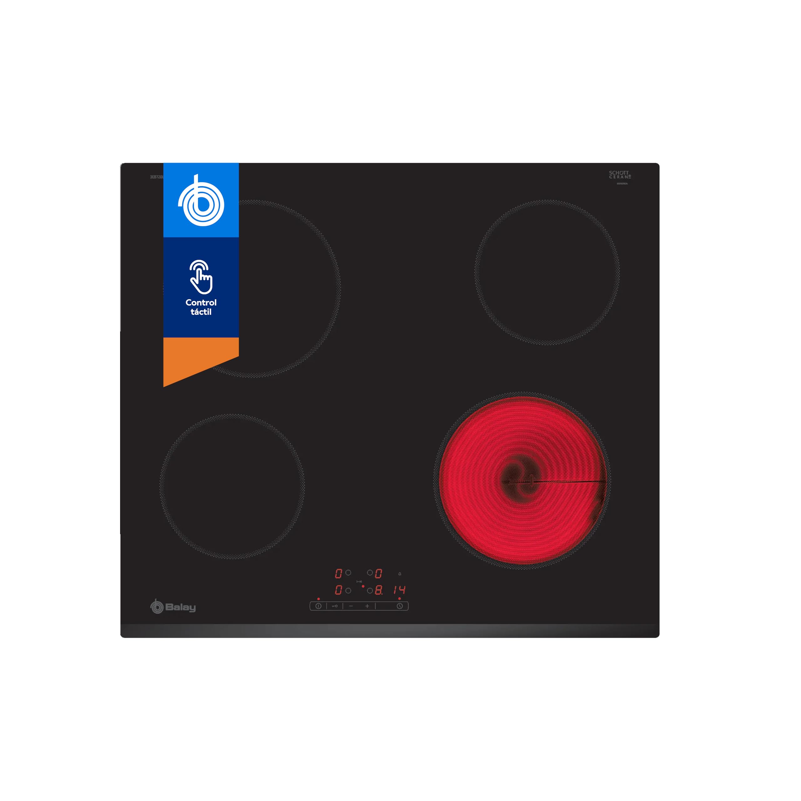 Balay 3EB720LR - Placa Vitrocerámica 3Eb720Lr Con 4 Zonas De Cocción