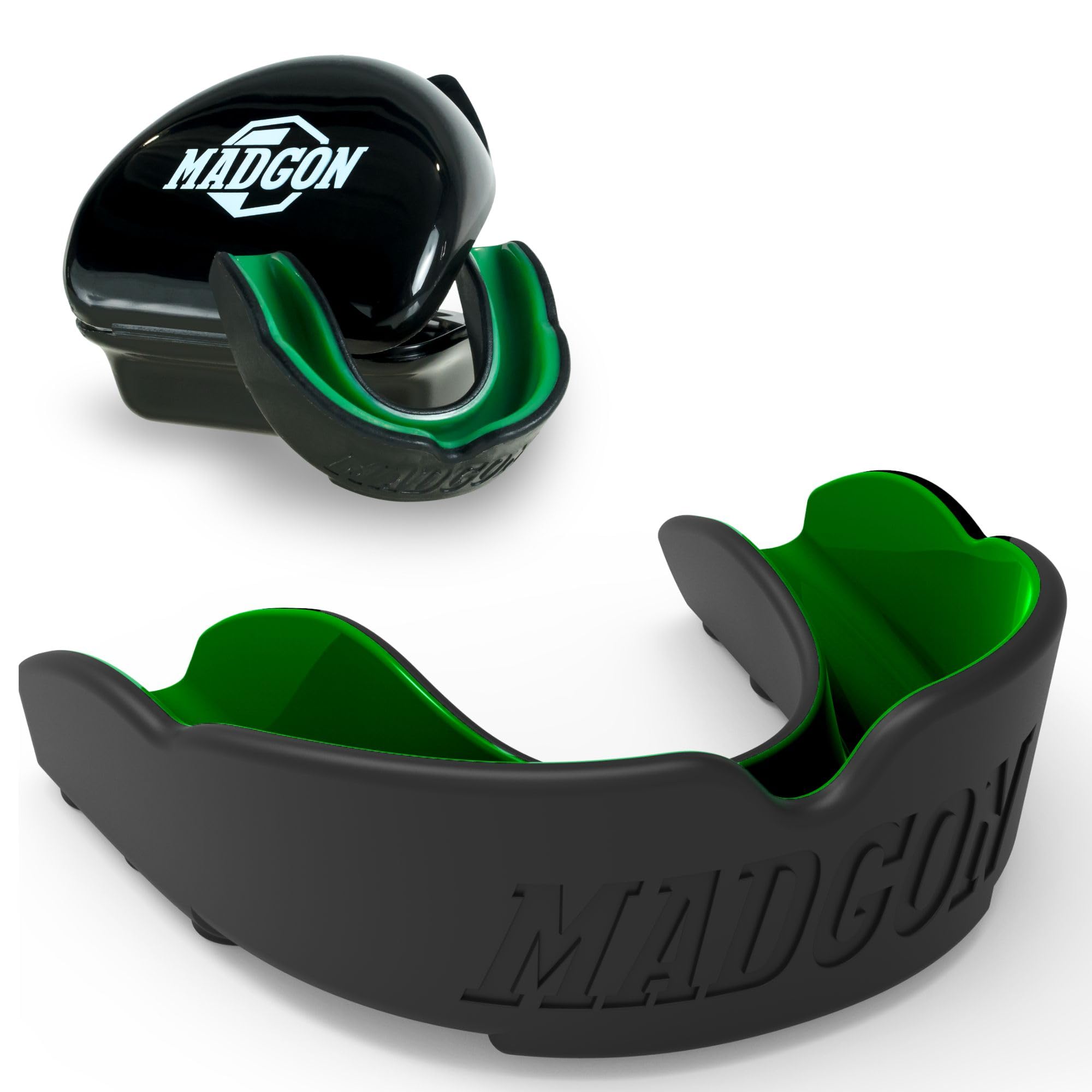 MADGON Protector bucal para una respiración ideal y fácil de ajustar. Protector bucal de diferentes formas. Para artes marciales, MMA, boxeo, kickboxing, hockey, fútbol - adultos