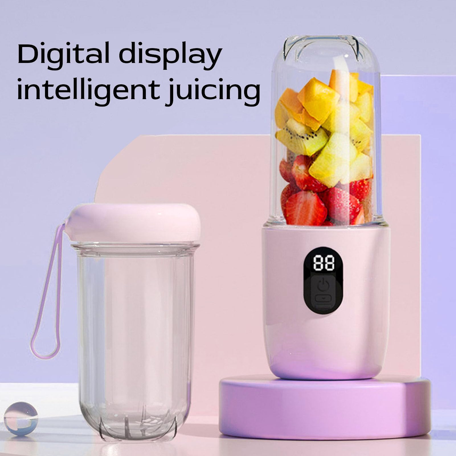 Cuifati Persönlicher Tragbarer Mixer, 500 Ml Mixbecher, 16 Edelstahlklingen, Wiederaufladbar über USB Typ C für Säfte, Babynahrung und Protein-Shakes (Rosa)