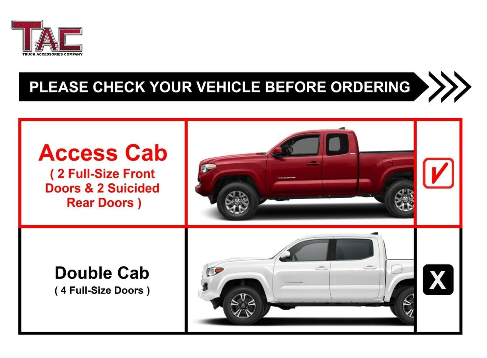 TAC Side Steps Running Boards Compatible with 2005-2023 Toyota Tacoma Access Cab Truck Pickup 4.25