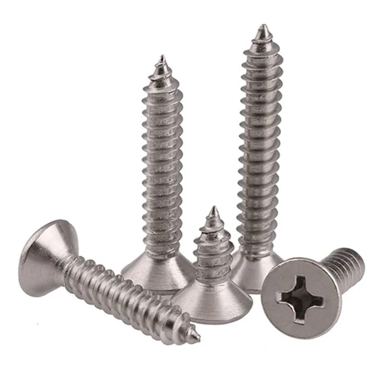 20 tornillos, M4, M5 316 de acero inoxidable con cabeza avellanada en cruz, tornillos planos DIN 7982 ISO 7050 (M5, 12 mm)