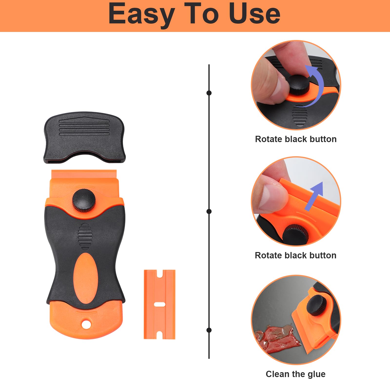 Kit 2 Gommes à Film + Adaptateur & Lames - Pour Enlever Autocollants & Résidus De Voiture Proprement