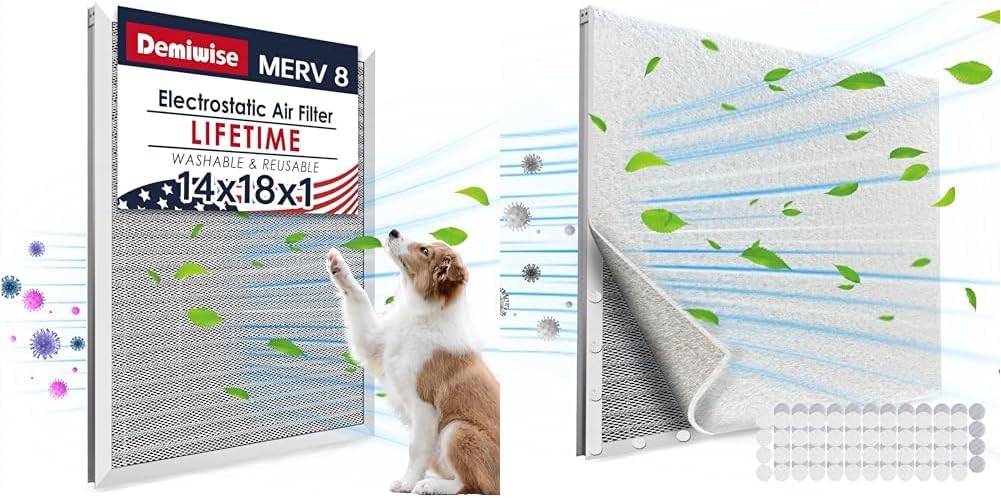 14x18x1 Lifetime Electrostatic Air Filter+25 x 60 Inch DIY Cut to Size Material for AC/HVAC Furnace Filter