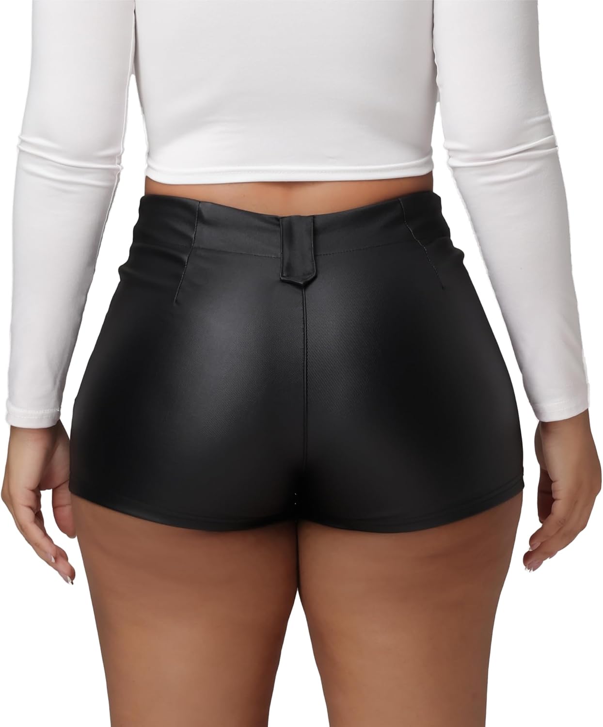 Zebaexf Women's Y2K Faux Leather Shorts Drawstring High Waisted Sexy Lace Up Short - Image 5