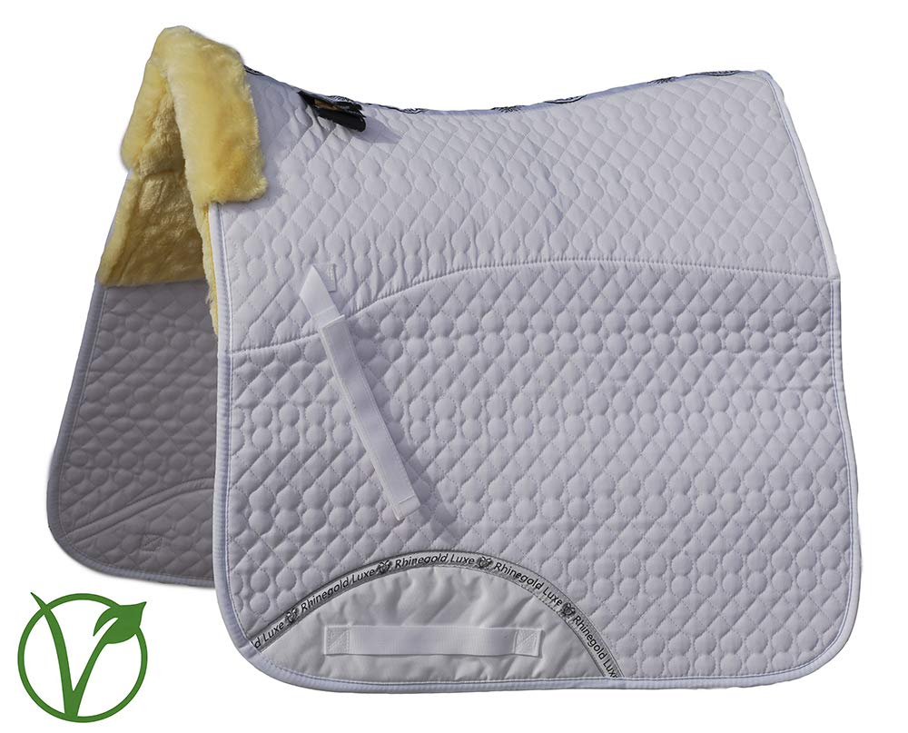 Rhinegold Unisex's 455-C-WH/NAT Luxe Fur Dressage Saddle Cloth, White/Natural, Cob