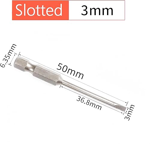 Miniatura 2 de NACX SL3 Brocas de destornillador ranuradas, vástago hexagonal de 14 de pulgada de longitud S2, herramienta eléctrica S2, magnética, cabeza plana,