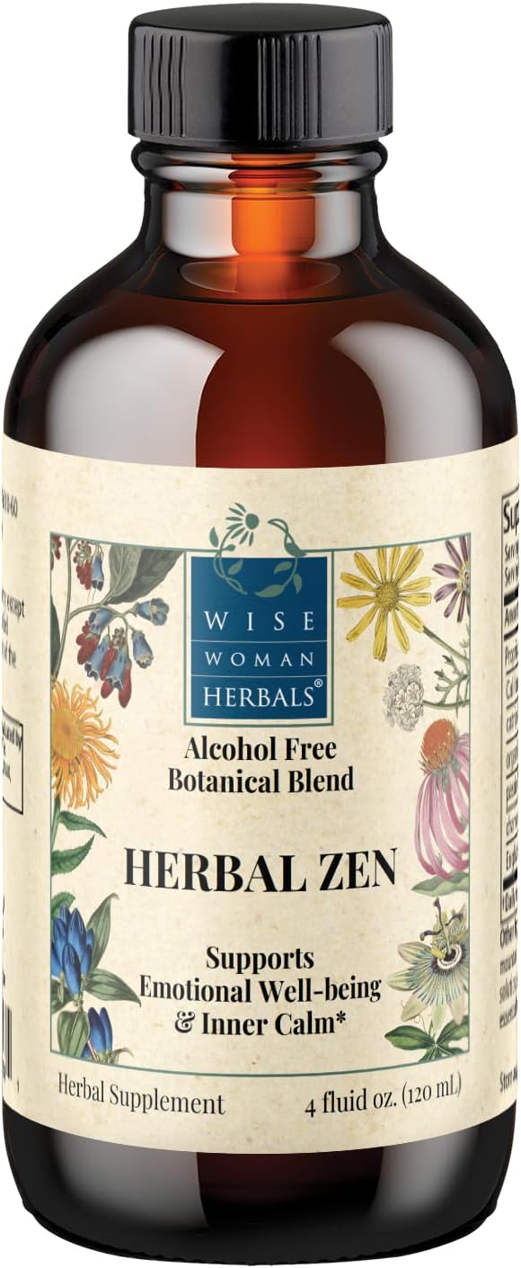 Wise Woman Herbals – Herbal Zen prev Kalmerite Glycerite Compound - Alcohol Free Botanical Blend – 4 fl oz – All-Natural Mood Support for Relaxation, Clarity, Focus and Flow