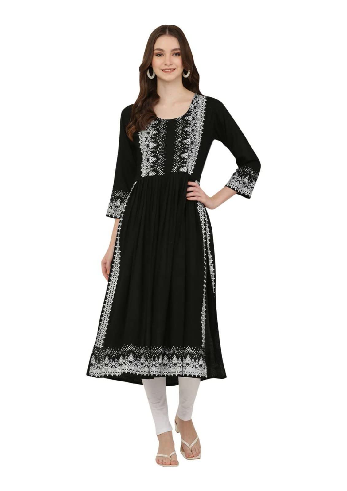 LIBOZA NYRA Cut Kurti for Women in Blue, Red, and Black Color Variants Rayon Fabric