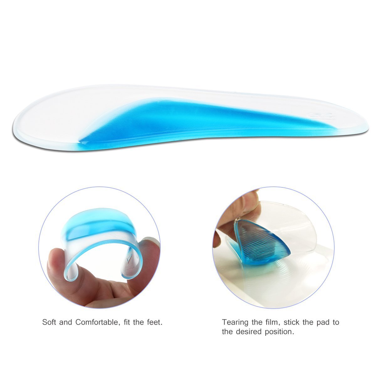 Pedimend - Solette ammortizzanti per fascite plantare, 3 paia, supporto dell'arco plantare per piedi piatti, imbottitura in gel di silice
