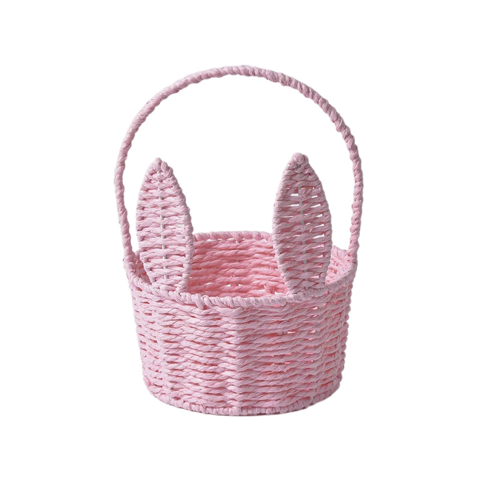 MICFENY Fashionable Handmade Handwoven Rabbits Ears Basket Romance Styles Portable for Home Decoration and Storage