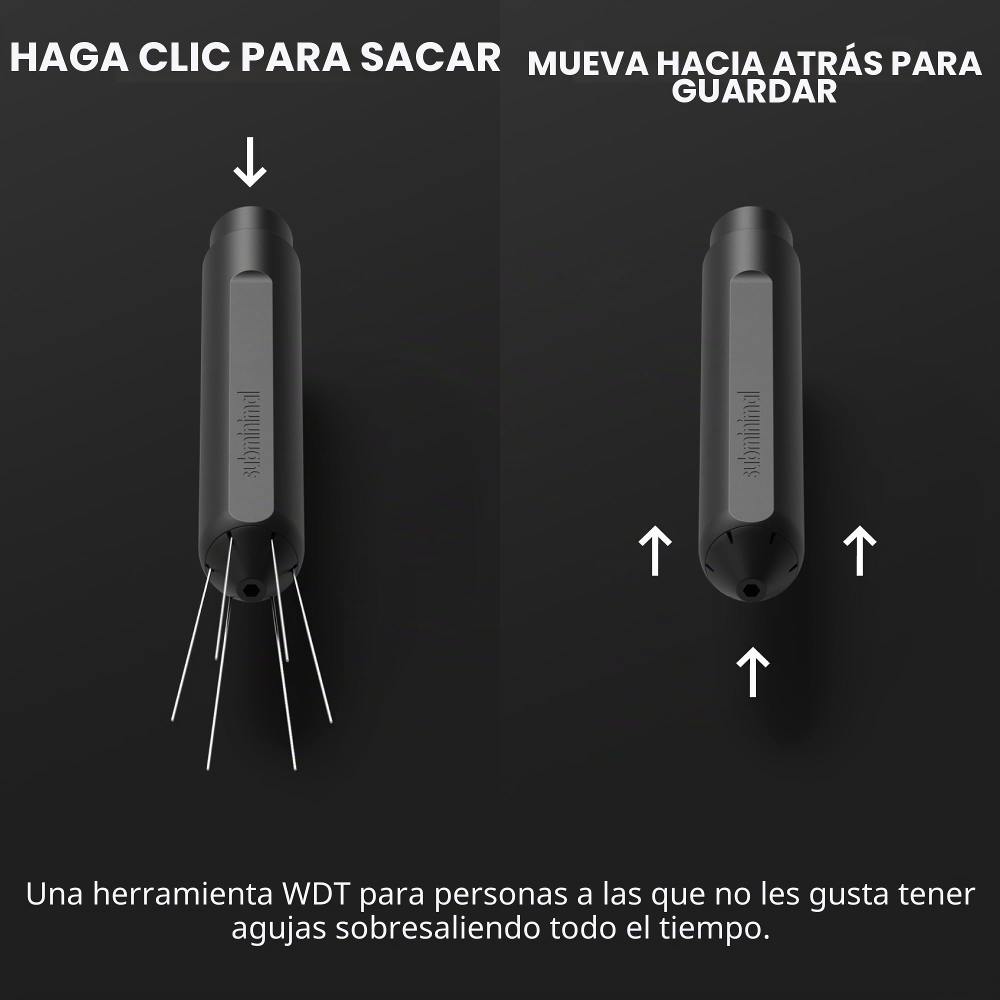 Subminimalista Flick WDT Herramienta de espresso - Herramienta de agitación para barista - Tamper con agujas retráctiles - Piezas y accesorios