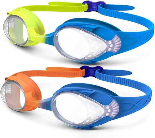 OutdoorMaster Kids Swim Goggles 2 Pack - Quick Adjustable Strap Swimming Goggles for Kids