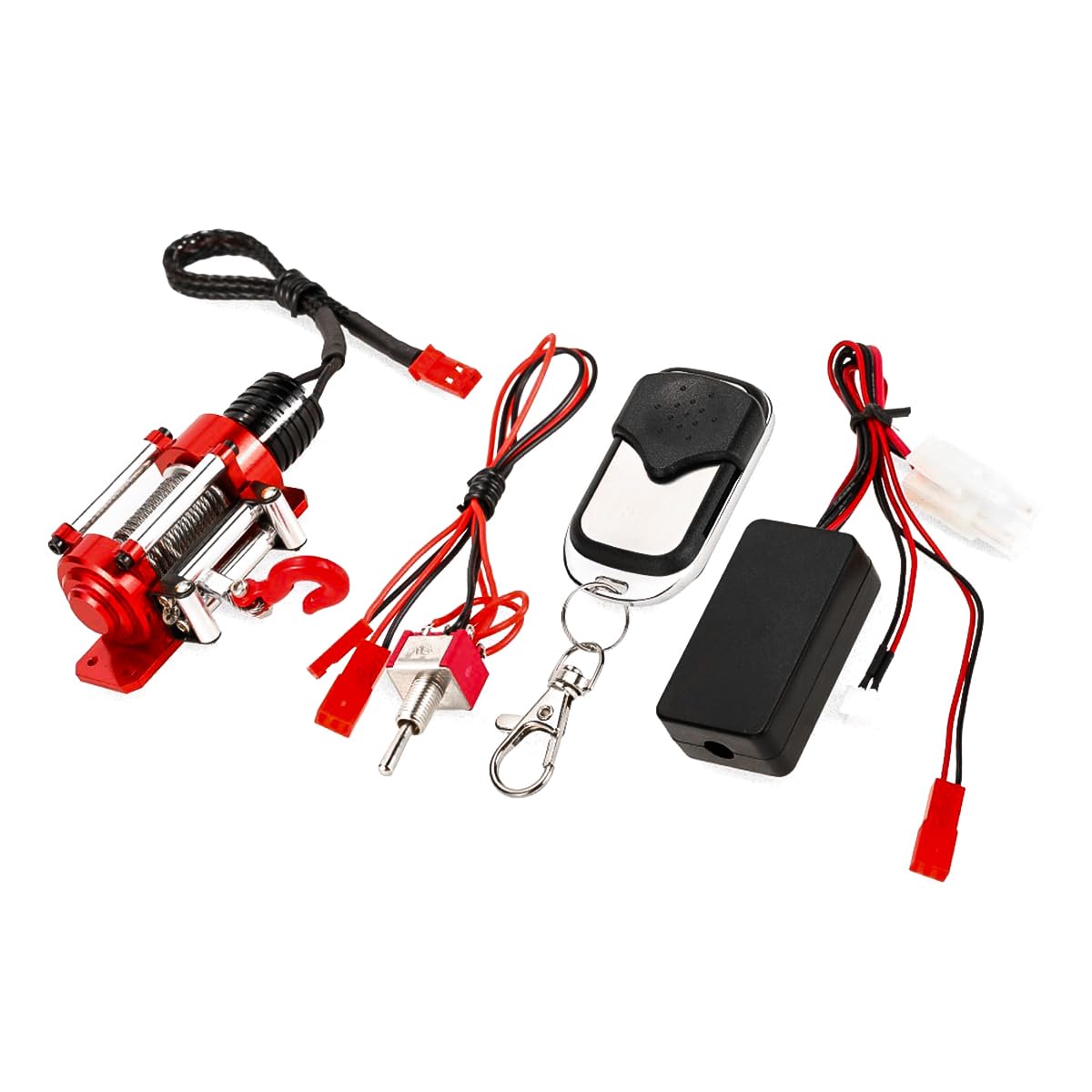 Sarini RC Winch 1/10 Escala Crawler Winch Remolque Modelo Coches Vehículo Inalámbrico Metal Winch Control Remoto Kit Simulación Coche Winch 1:10 Accesorios Controlador