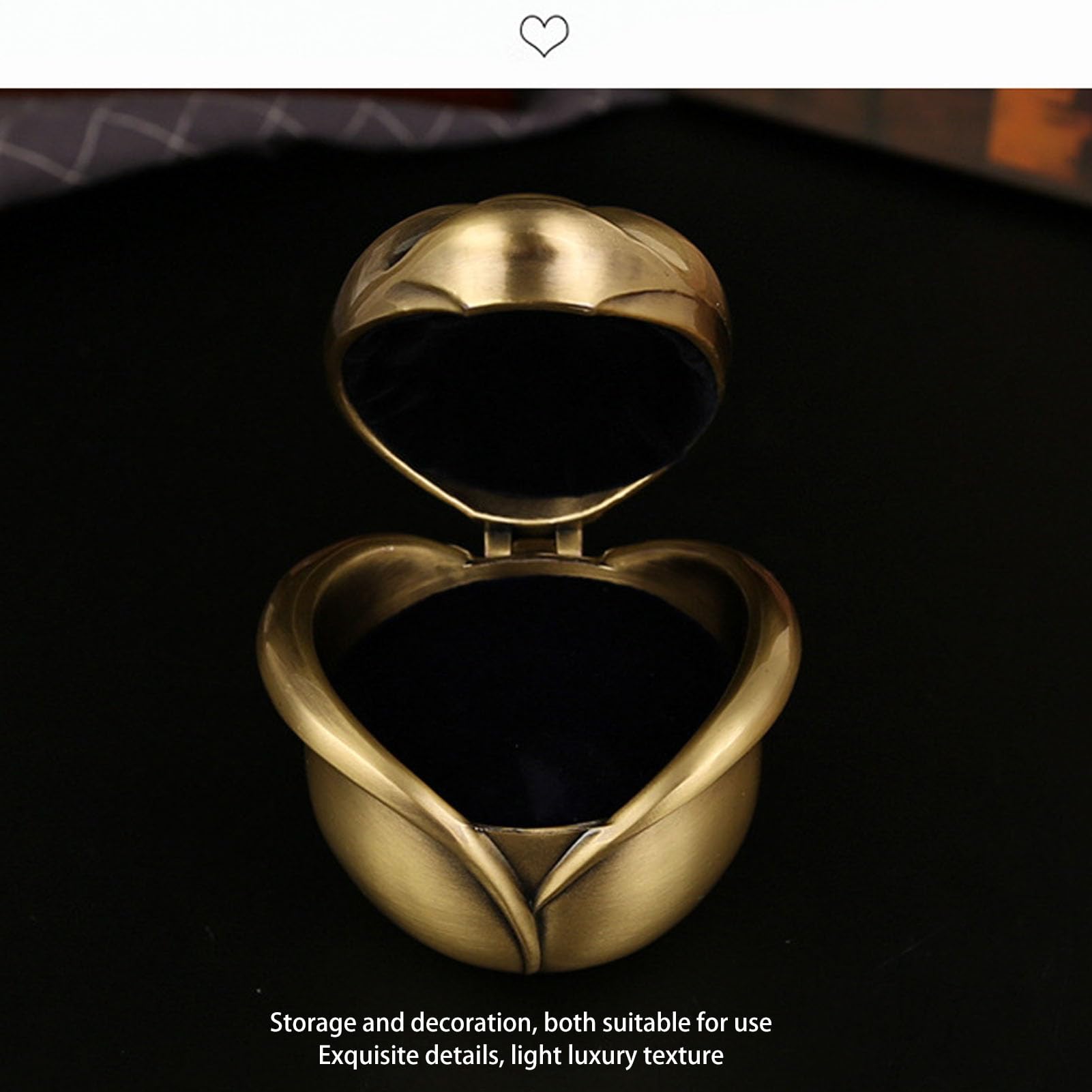 Greensen Boîte à Bijoux Vintage De Forme Rose, Luxueux Métal Petit Bijou D'organisateur De Rangement Avec Pierre De Pierre Précieuse, Boîte Exquise Pour Divers Bijoux Précieux (Bronze