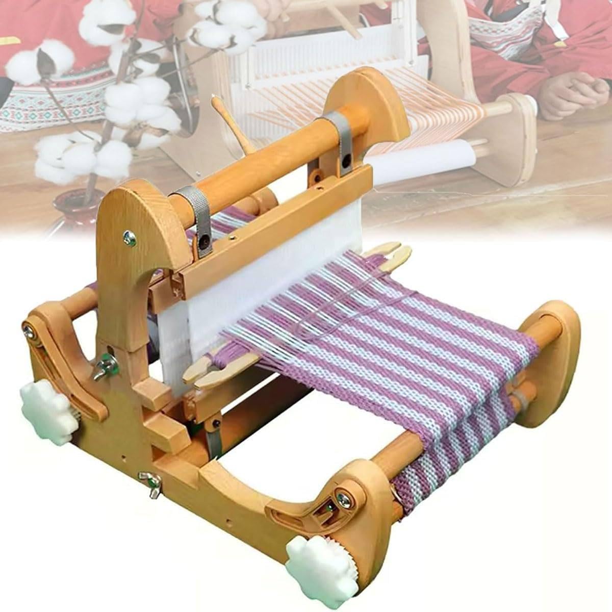 Tischwebstuhl, Handwebstuhl, Handstrickwebmaschine, Tischwebrahmen-Webstuhl mit Kamm und Spule, Breite 20 cm für Teesitze, Untersetzer, Tischsets