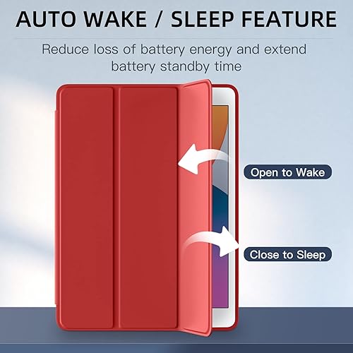 Miniatura 32 de Mastten Funda compatible con iPad de 9ª/8ª/7ª generación, para iPad de 10.2 pulgadas con soporte para lápiz, cubierta trasera de TPU Smart Stand