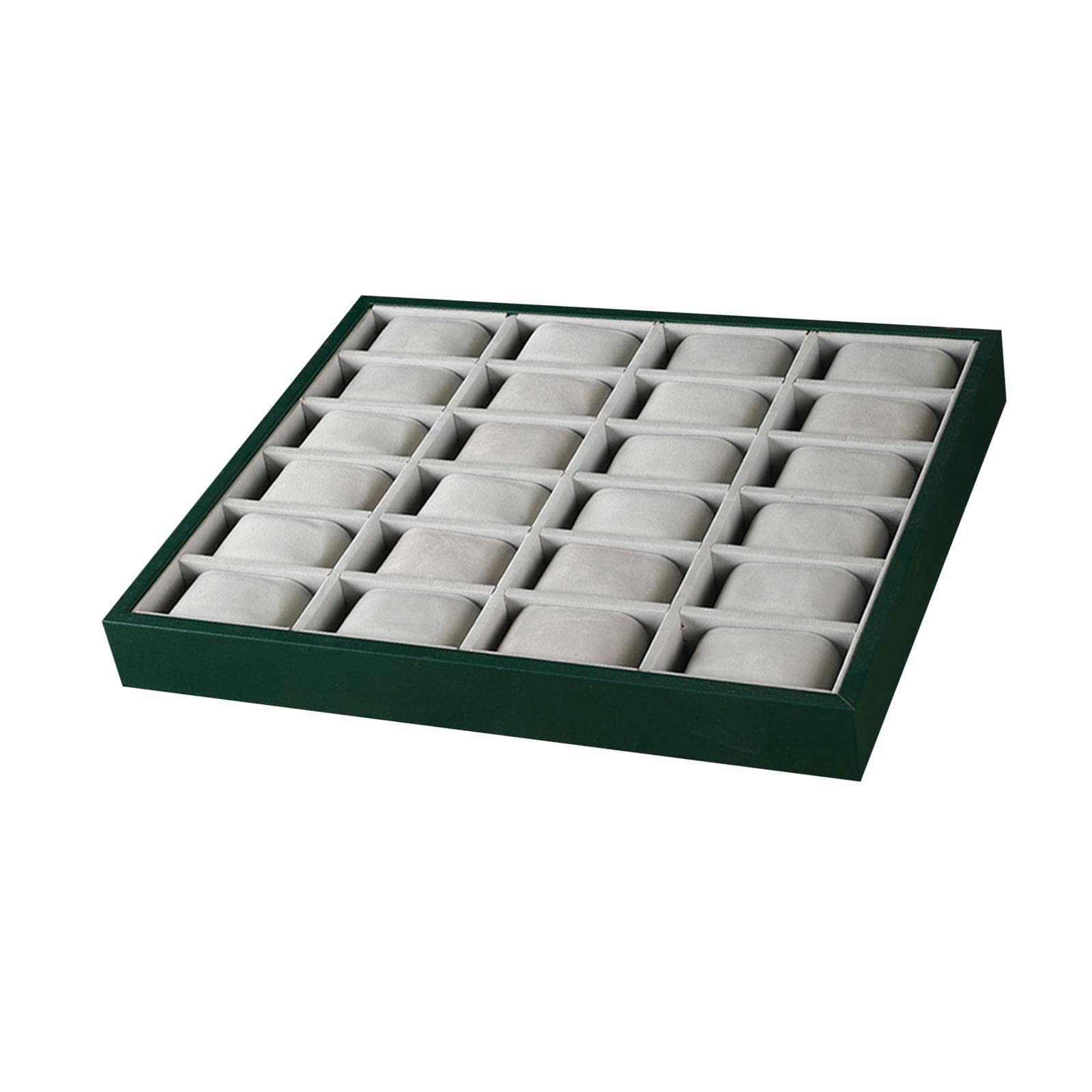 Milageto Hochwertiges Samt Uhrentablett mit Kissen, Stapelbares Uhrenkissen, Tablett, Armband, Uhrendisplay, Organizer für Schubladen, Tischkommode, 24Steckplatz