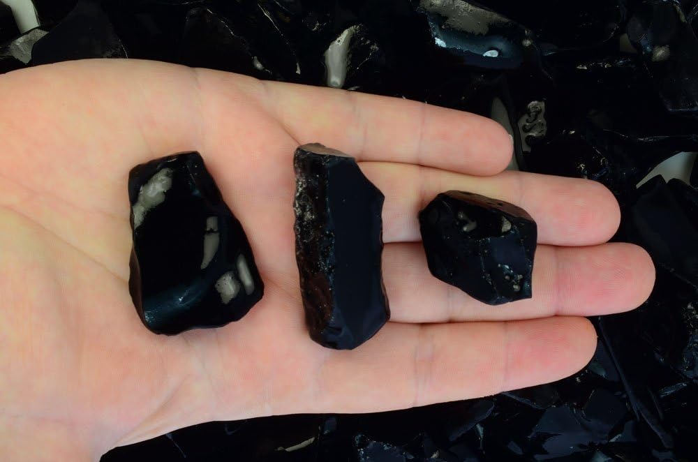 Fantasia Materials: 18 lbs Smooth Black Obsidian Rough Stones from Mexico - Raw Natural Volcano Glass
