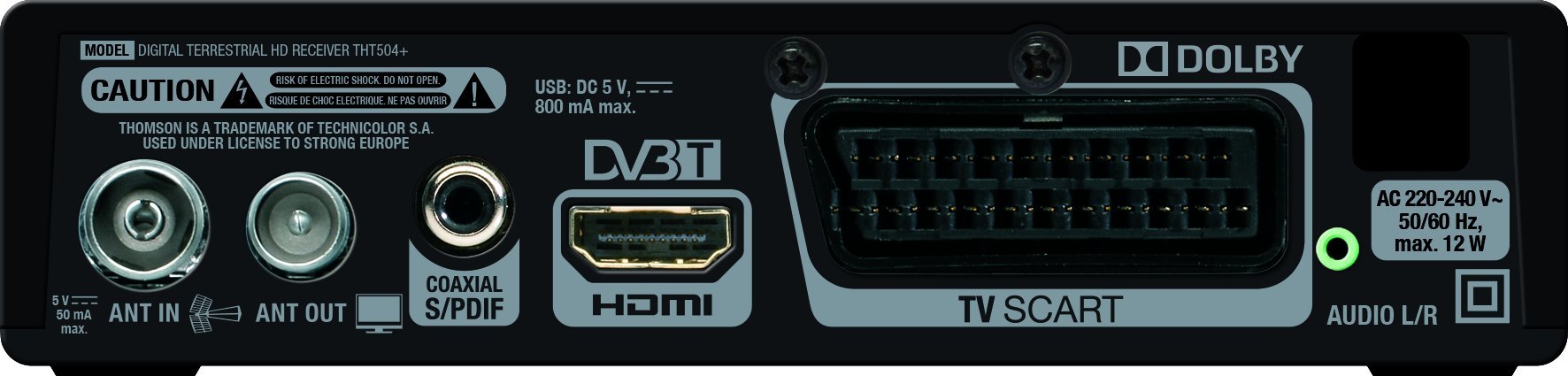 Thomson THT504+ Décodeur TNT Full HD (Tuner DVB-T HD, HDMI, Péritel, Audio Numérique, USB) Noir