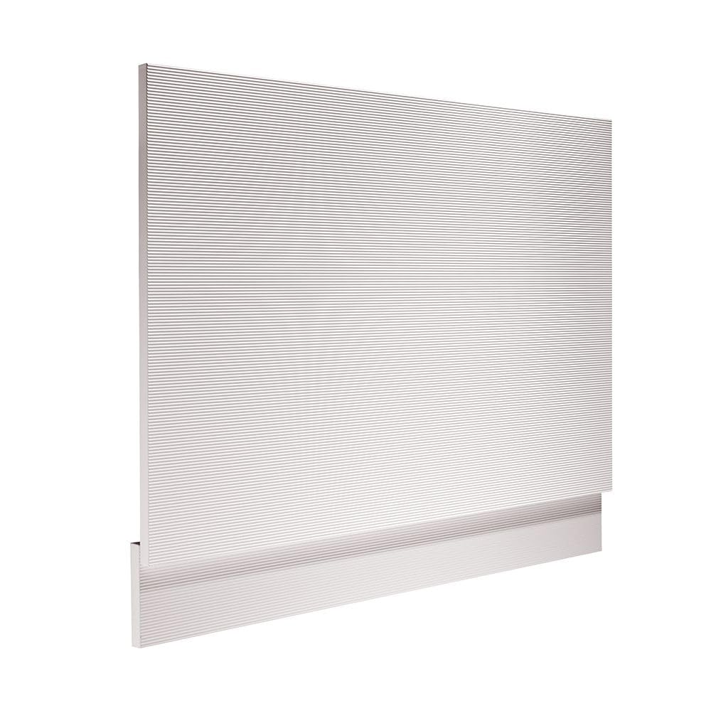 Milano Fluted White 680Mm Waterproof Straight Bath End Panel