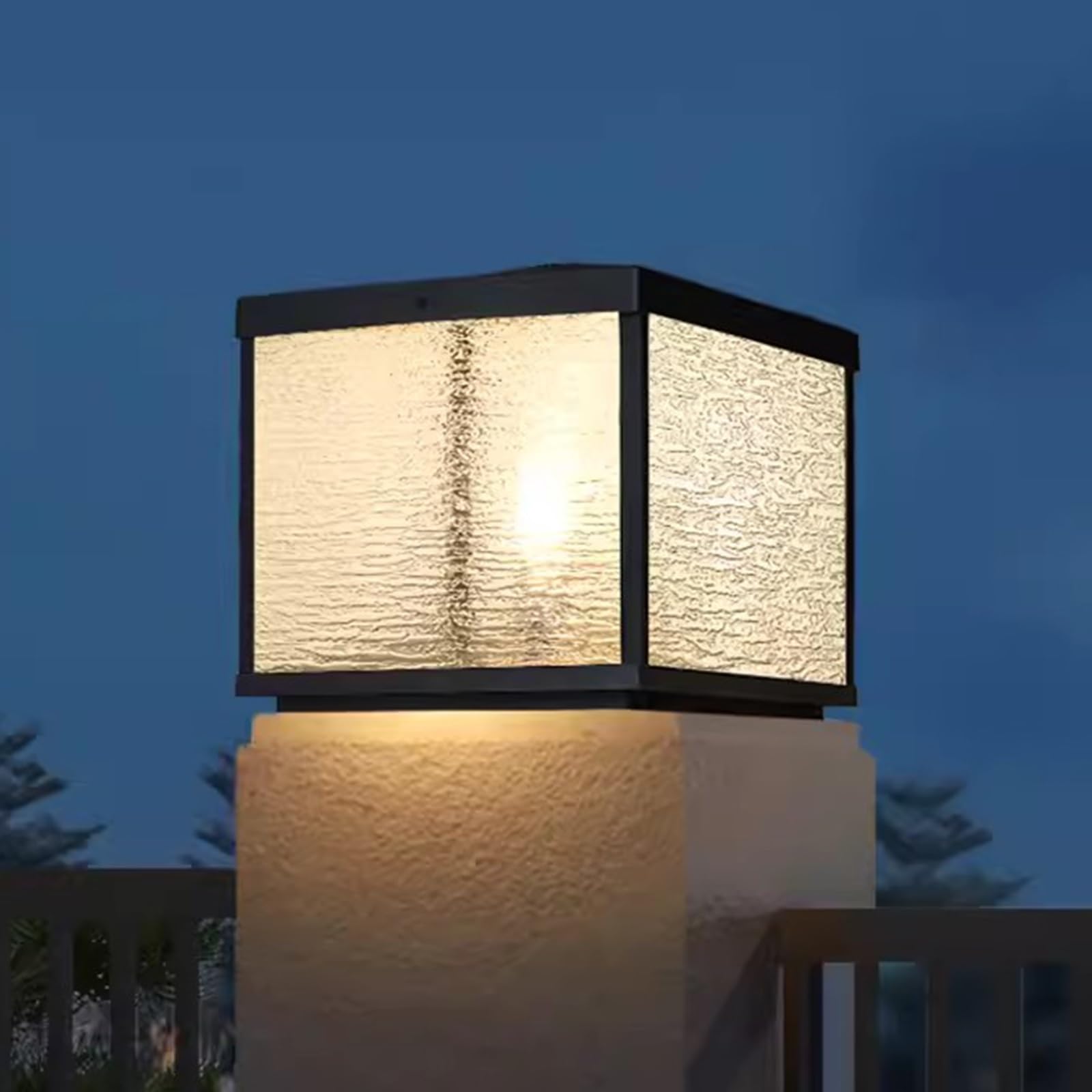 Lampes solaires pour poteaux - Lampes solaires pour terrasse avec télécommande, lampes solaires pour jardin, clôture, jardin, terrasse, couleur unique, 50 x 50 x 35 cm / 19,7 x 19 cm