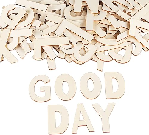 Letras de madera de 3.0in  78 letras de madera para manualidades, letras de madera sin terminar para cartas, decoración de pared, bricolaje,