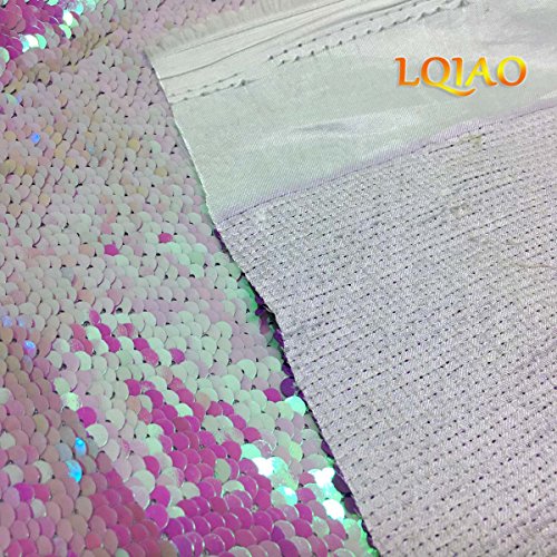 Iridescent White Lavender Reversible Sequin Fabric Mermaid Glitz Flip Up Fabric For Clothing/Handbag/Bikini/Cushion Cover/Wedding Backdrop-0.5Yards #TOP3