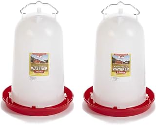 Extra Large 3-Gallon Capacity Heavy-Duty Plastic Gravity Fed Poultry Waterer System (2 Pack)