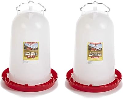 Little Giant Extra Large 3-Gallon Capacity Heavy-Duty Plastic Gravity Fed Poultry Waterer System (2 Pack)
