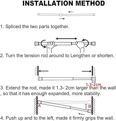 Miniatura 3 de ave split Barra de cortina de tensión de resorte elástica, sin necesidad de tornillo, varillas individuales, rodamiento de carga máxima de 4 libras