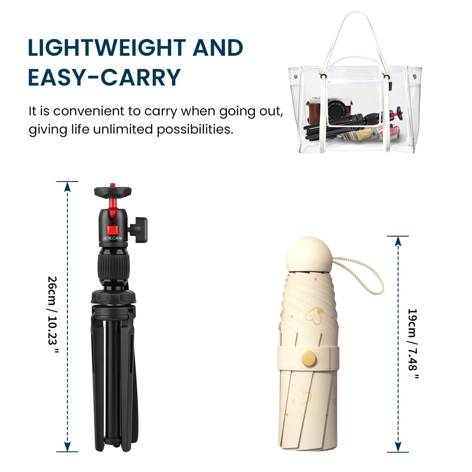 JOILCAN Mini Treppiedi da Tavolo Portatile con Testa a Sfera a 360°, Estensibile Selfie Treppiedi con Telecomando, Nero, Compatibile con Smartphone DSLR Mini proiettore Fotocamere compatte