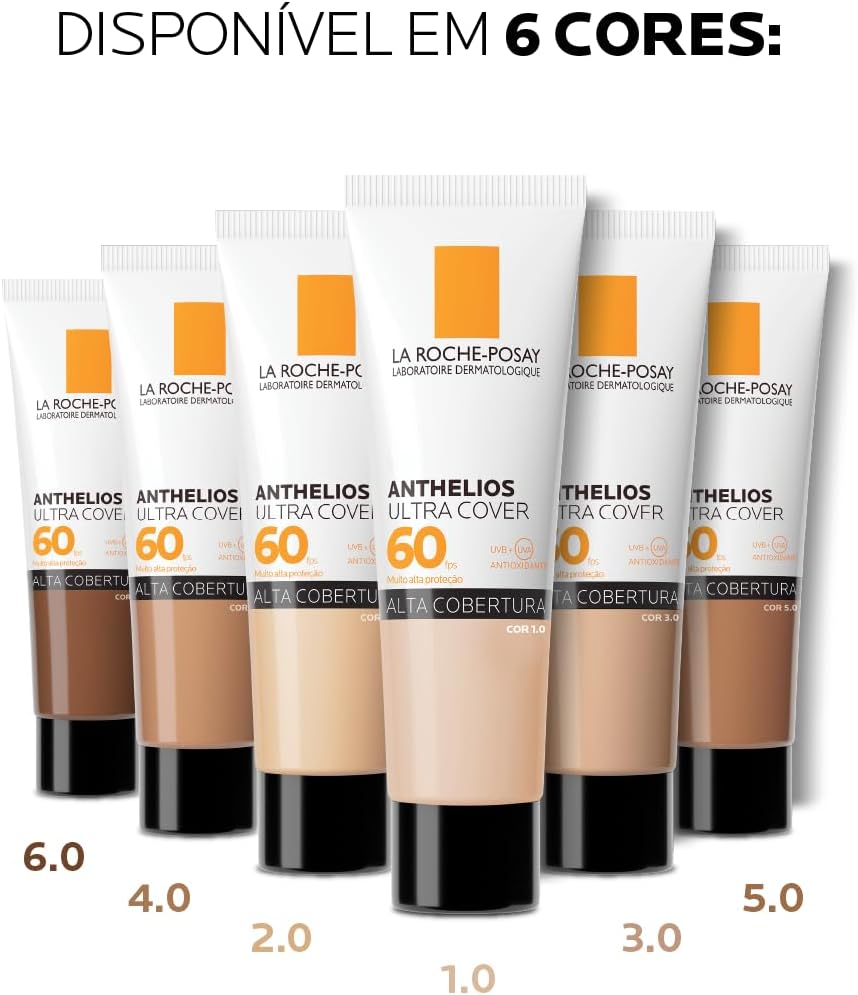 La Roche-Posay, Ultra Cover, Protetor Solar com Cor e Performance de Maquiagem, 12h de cobertura de base em uma única camada, Textura Fluida, Oil free, Toque Seco, FPS60, 30g La Roche-Posay, Ultra Cover, Protetor Solar com Cor e Performance de Maquiagem, 12h de cobertura de base em uma única camada, Textura Fluida, Oil free, Toque Seco, FPS60, 30g