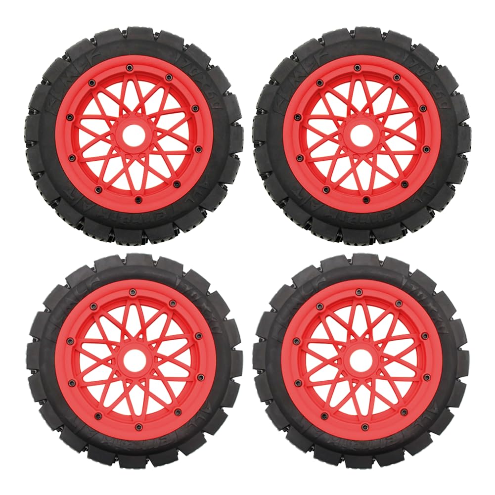 smTSRC All Terrain Front and Rear Tire Kit 2nd Gen Red for 1/5 HPI ROVAN KM Rofun Baja 5B RC CAR Parts