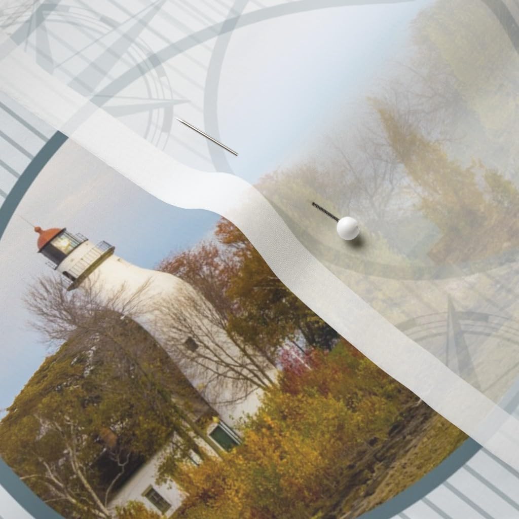Spoonflower Fabric - Lighthouse Nautical Printed on Chiffon Fabric by The Yard - Sewing Fashion Apparel Dresses Home Decor