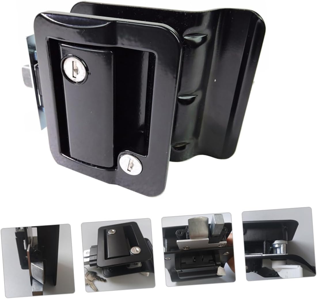 BESTYASH Travel Trailer Door Latch Zinc Alloy Rv Door Lock with Unique Keys Double Open Security for Camper and Trailer Accessory