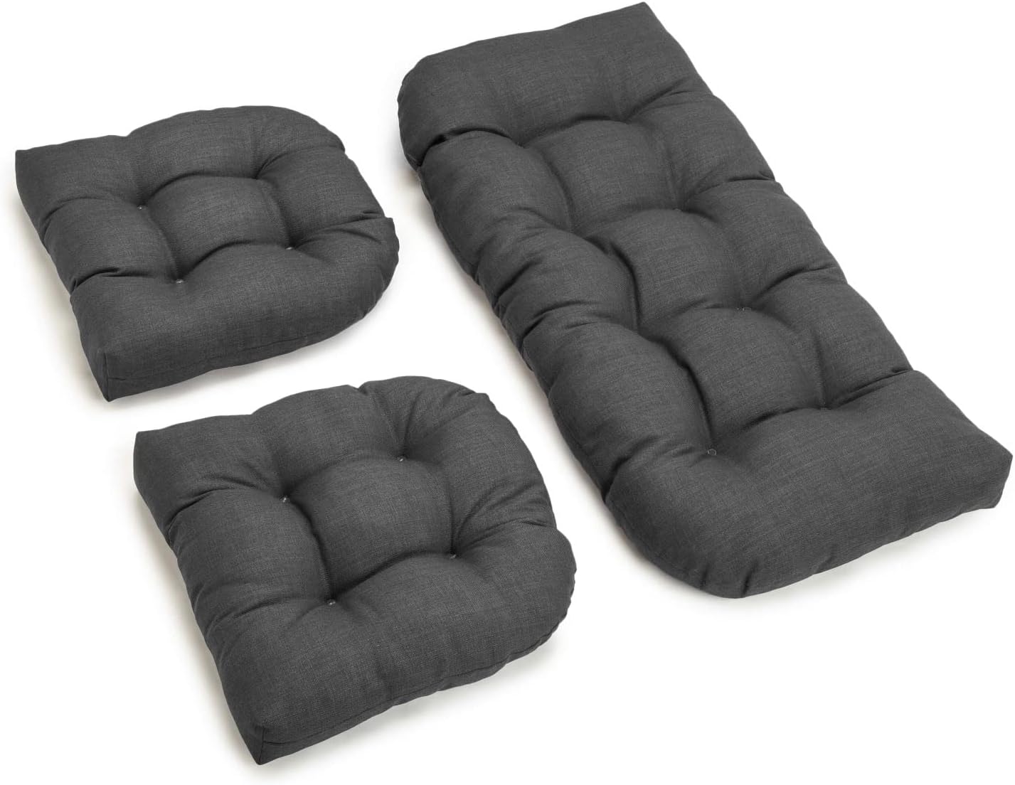 Blazing Needles Outdoor U-Shaped Settee Cushion, Cool Gray, 3 Count