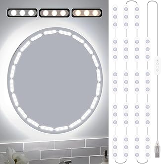 LED Vanity Lights for Mirror, 16ft Makeup Strip Light, 3000K 4000K 6000K & 10 Level Brightness Adjustable, USB Cable, Hollywood Mirror Light Stick-On for Makeup Dressing Room Bathroom Bedroom