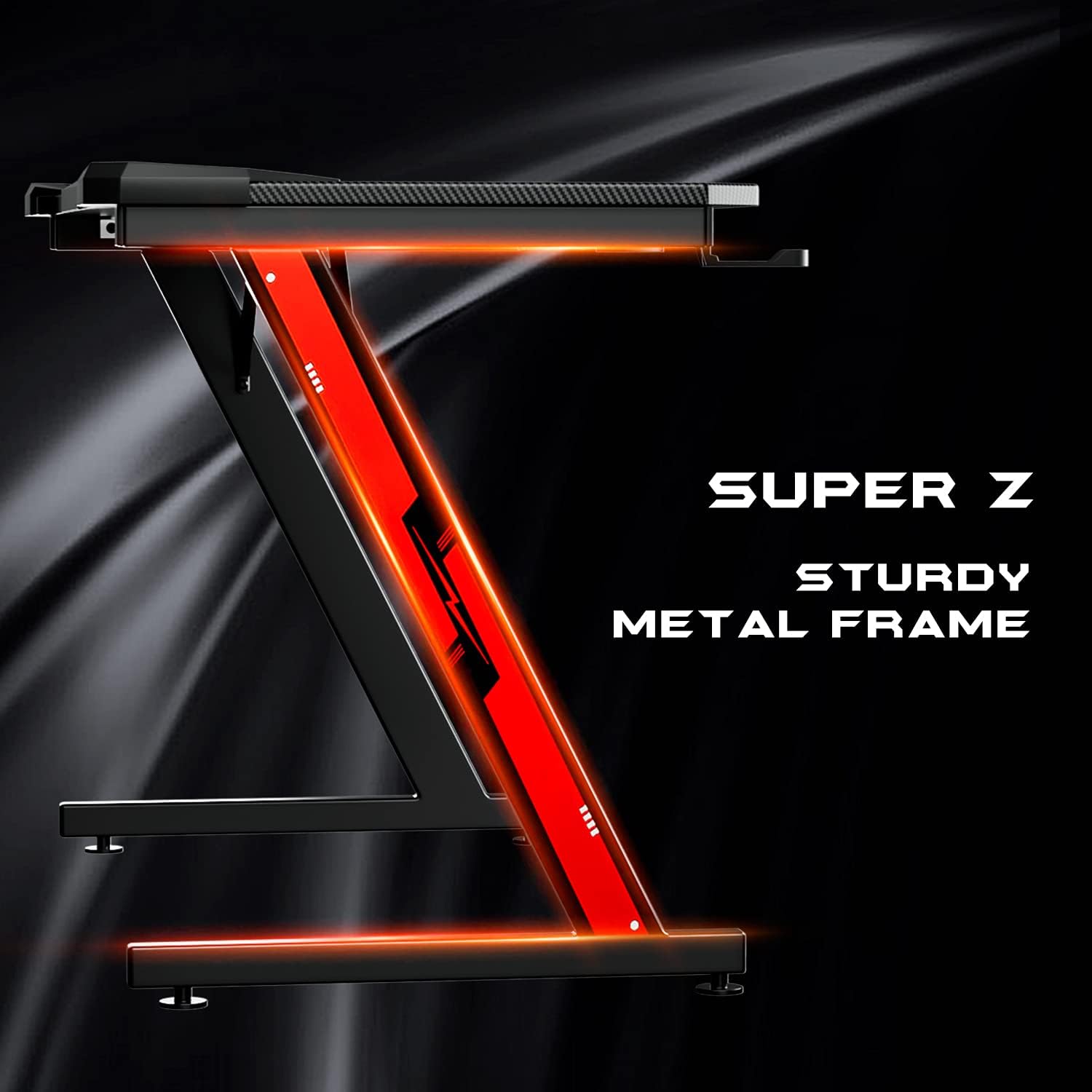 Image showing the Z-shaped metal frame of the Greesum gaming desk