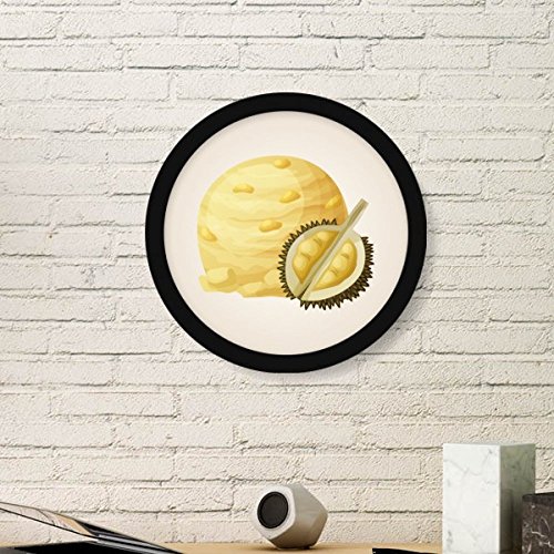 Art peinture jaune durian cadre bois rond decoration murale de qualite