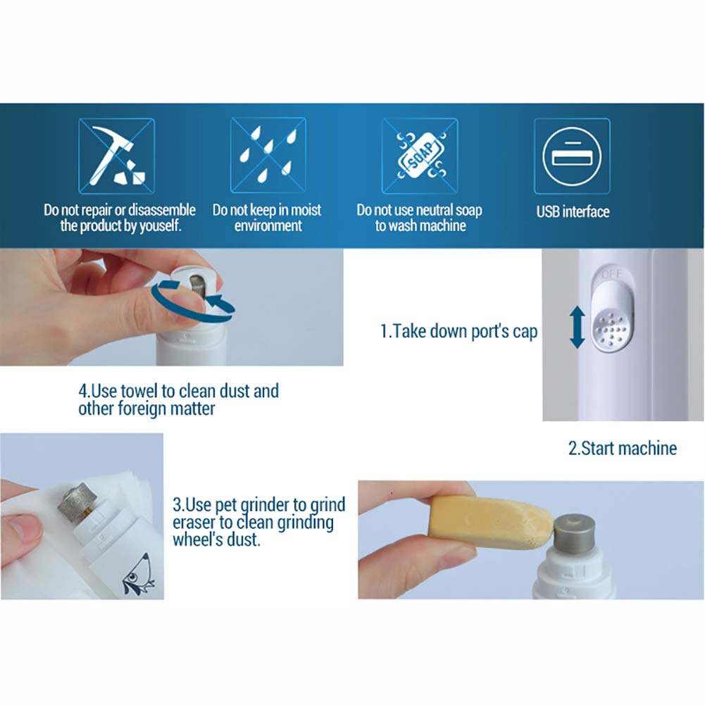 Broyeur À Ongles Coupe Ongle Chien Lime À Ongles Électrique Silencieux pour Animaux De Compagnie, USB Chargeur Coupe Griffes Chat Broyeur À Ongle Lime Griffes Vibrations Réduites