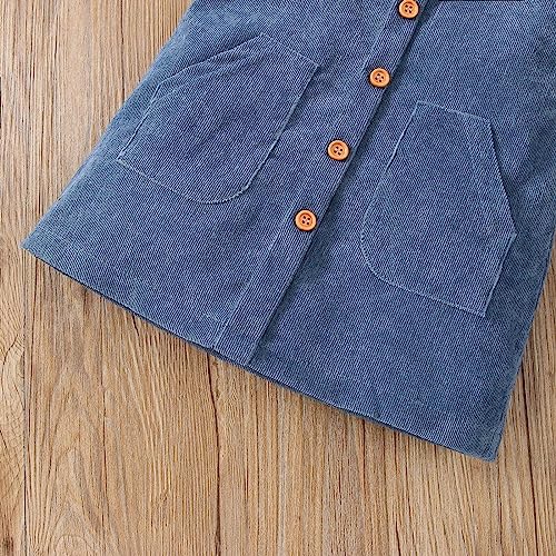 Toddler Girls Solid Color Corduroy Fly Sleeved Halter Dress for 0 to 3 Years 2t3