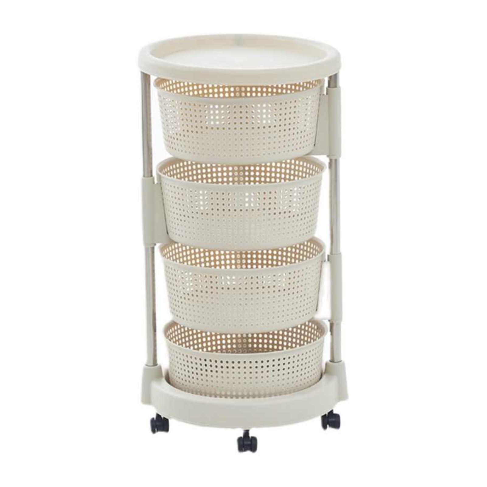 Cesta giratoria de 5 niveles con ruedas para almacenamiento vertical de frutas y verduras