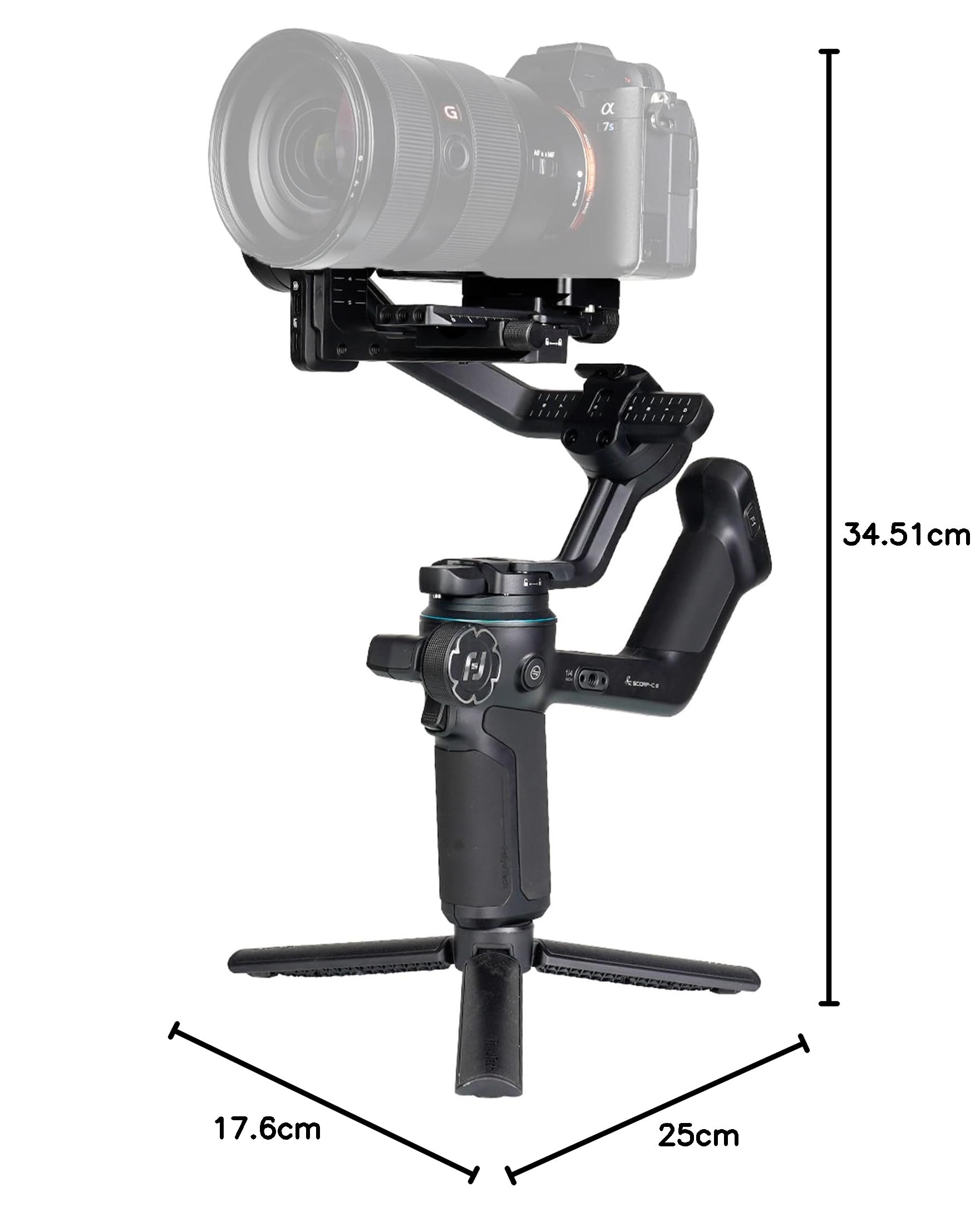 FeiyuTech SCORP-C2 [Ufficiale] Stabilizzatore Fotocamera a 3 assi con AI Tracking 4.0,Gimbal con Pannello Pulsanti,Carico Utile di 3,5kg,Riprese Verticali Native,Bilanciamento Rapido,Bluetooth Control