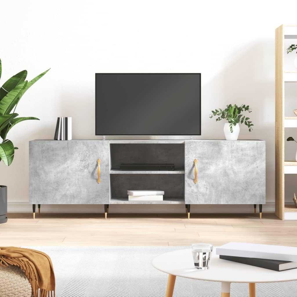 vidaXL Mobile Porta TV Grigio Cemento 150x30x50cm in Legno Multistrato, mobiletto, mobiletto HiFi, mobile per dispositivi multimediali, supporto TV